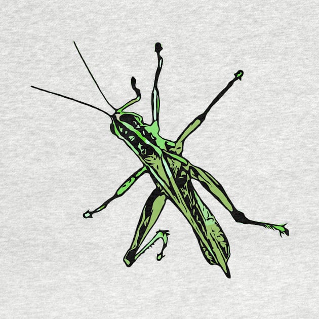 Green Grasshopper Climbing by Griffelkinn